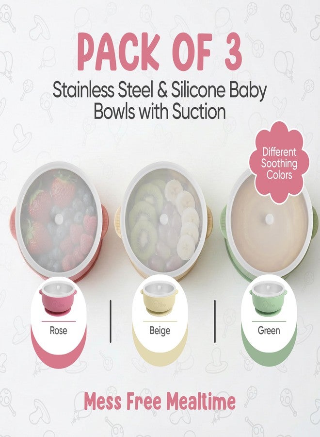 o'doe Baby Bowls with Lids – Stainless Steel Baby Feeding Bowls with Suction | Non-Slip Toddler Bowls for Self Feeding | BPA-Free Kids Bowls for Babys Food & Snacks | Stainless Steel Bowls Kids - Image 2